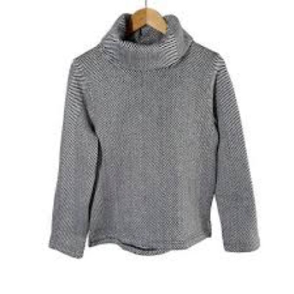 J. Crew Pullover Funnel-neck Black and White Herringbone Sweater - Picture 3 of 3